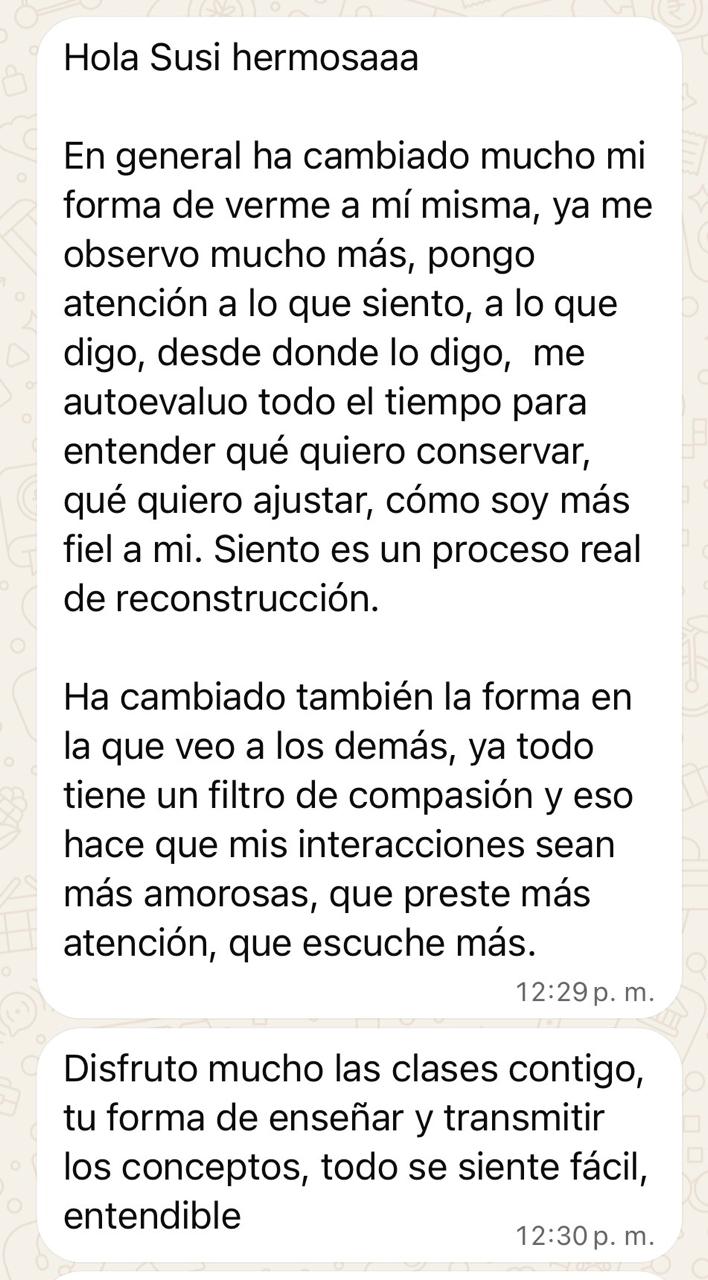 Mensaje de una persona sobre su experiencia con (des)enredando, testimonio 5