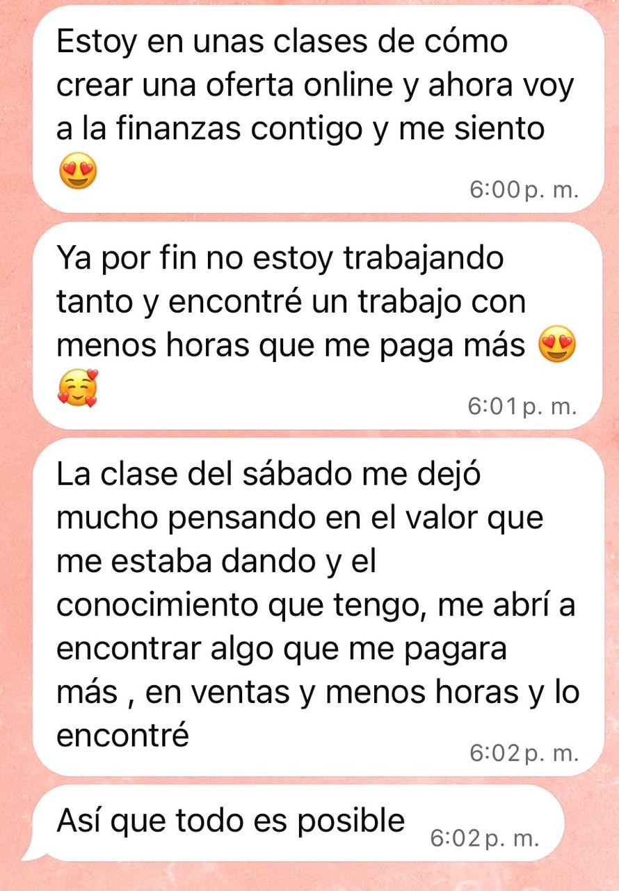 Mensaje de una persona sobre su experiencia con (des)enredando, testimonio 4
