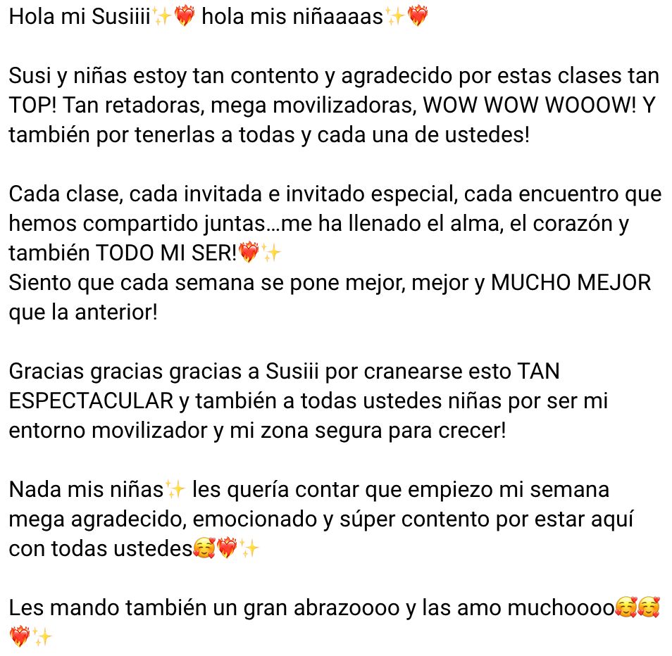 Mensaje de una persona sobre su experiencia con (des)enredando, testimonio 1